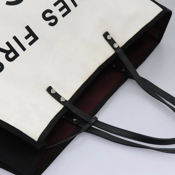 CHANEL Ladies First Tote Bag Canvas Black White CC Auth PP319AV - Picture 7 of 16